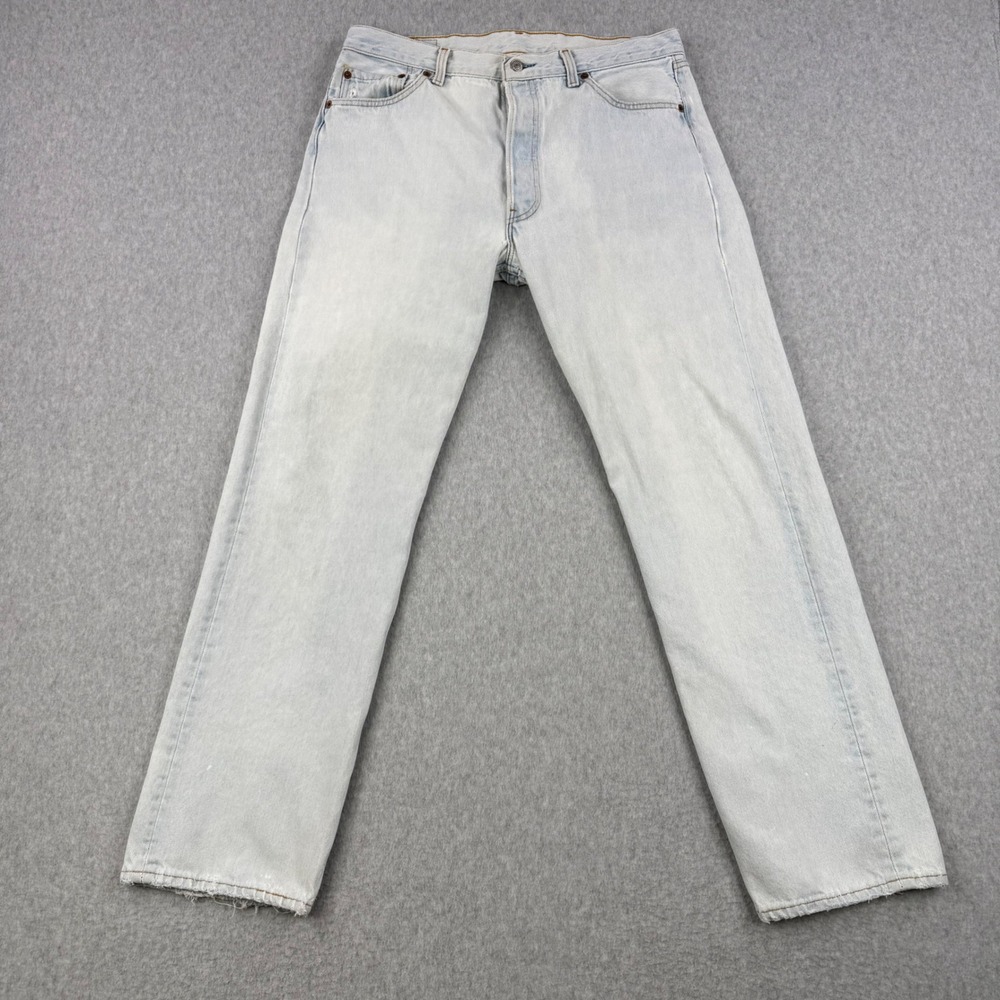 Vintage Levis Jeans Mens 36x32 Light Wash 501 Straight 1995 Distressed USA Made